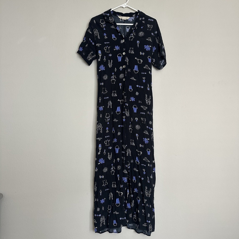 MELROSE STUDIO Rayon Back Buttons Long Dress Sleeveless‎ Summer Festival Vibe M